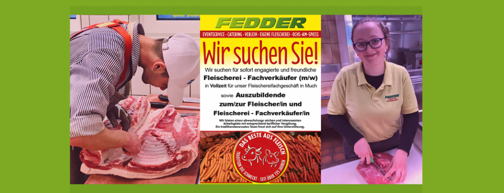 Auszubildende Fleischerei-Fachverkäufer gesucht Fedder Much